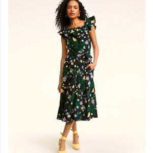 Brooks Brothers Embroidered Ruffle Floral Dress